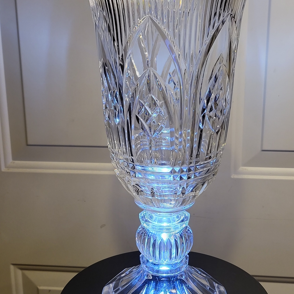 #1 Huge German Crystal Hurricane Vase Vintage 14" - Picture 9 of 9
